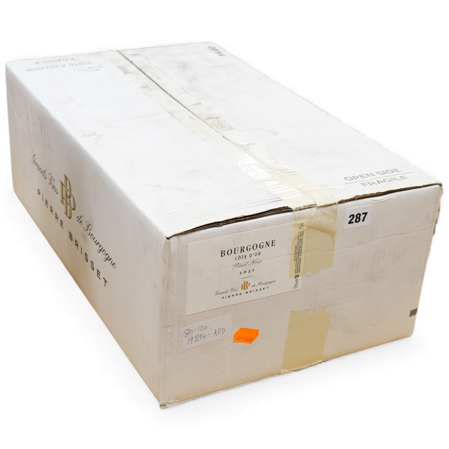 Bourgogne Côte d’Or, pinot noir, 2021, an opened case of twelve bottles